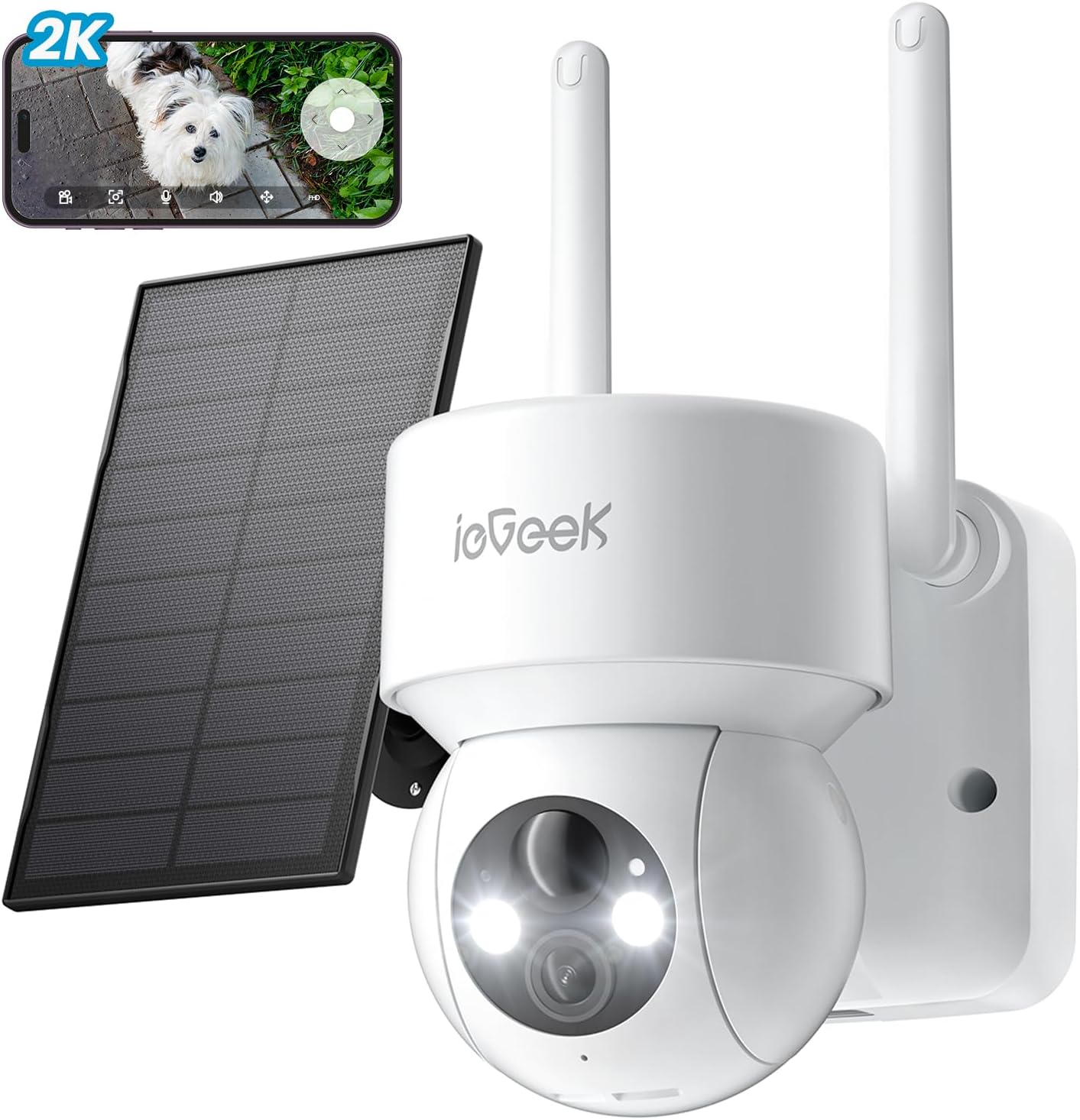 ieGeek 360° Caméra Surveillance WiFi Exterieure Vision Nocturne Couleur  Sirène Caméra IPAudio Bidirectionnel Détection de